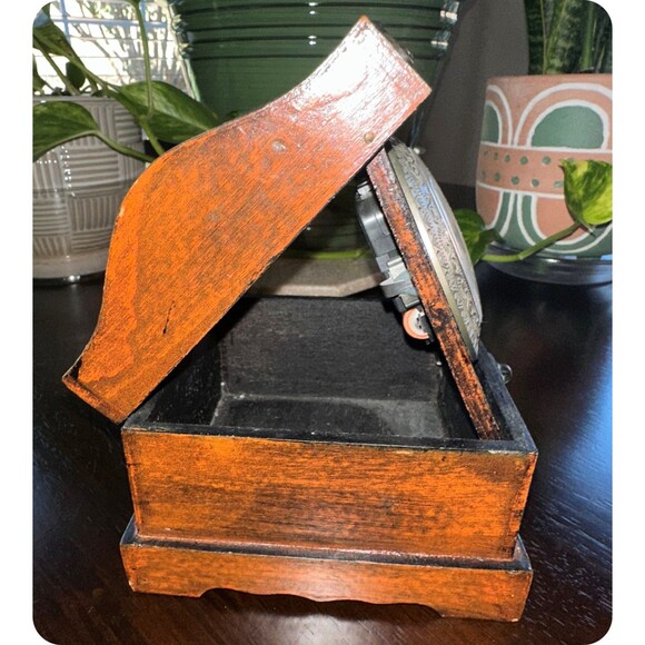 Vintage Wooden Trinket Box Clock (Clock Works) - Picture 2 of 5